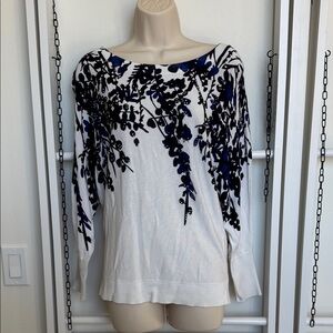 INC International Concepts White and Blue Sweater